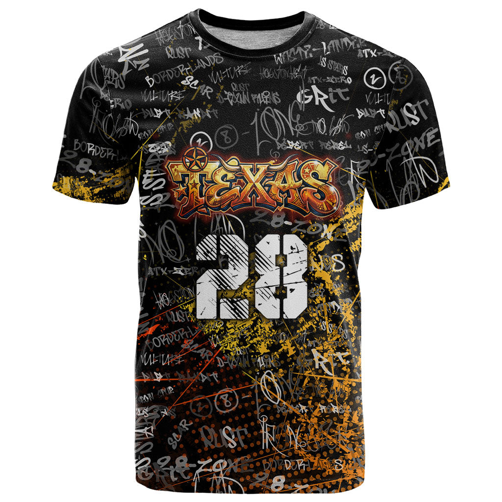 Personalized Texas State Pride T Shirt Urban Graffiti Style - Longhorn Skull - Oil Derrick Graphic