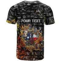 Personalized Texas State Pride T Shirt Urban Graffiti Style - Longhorn Skull - Oil Derrick Graphic
