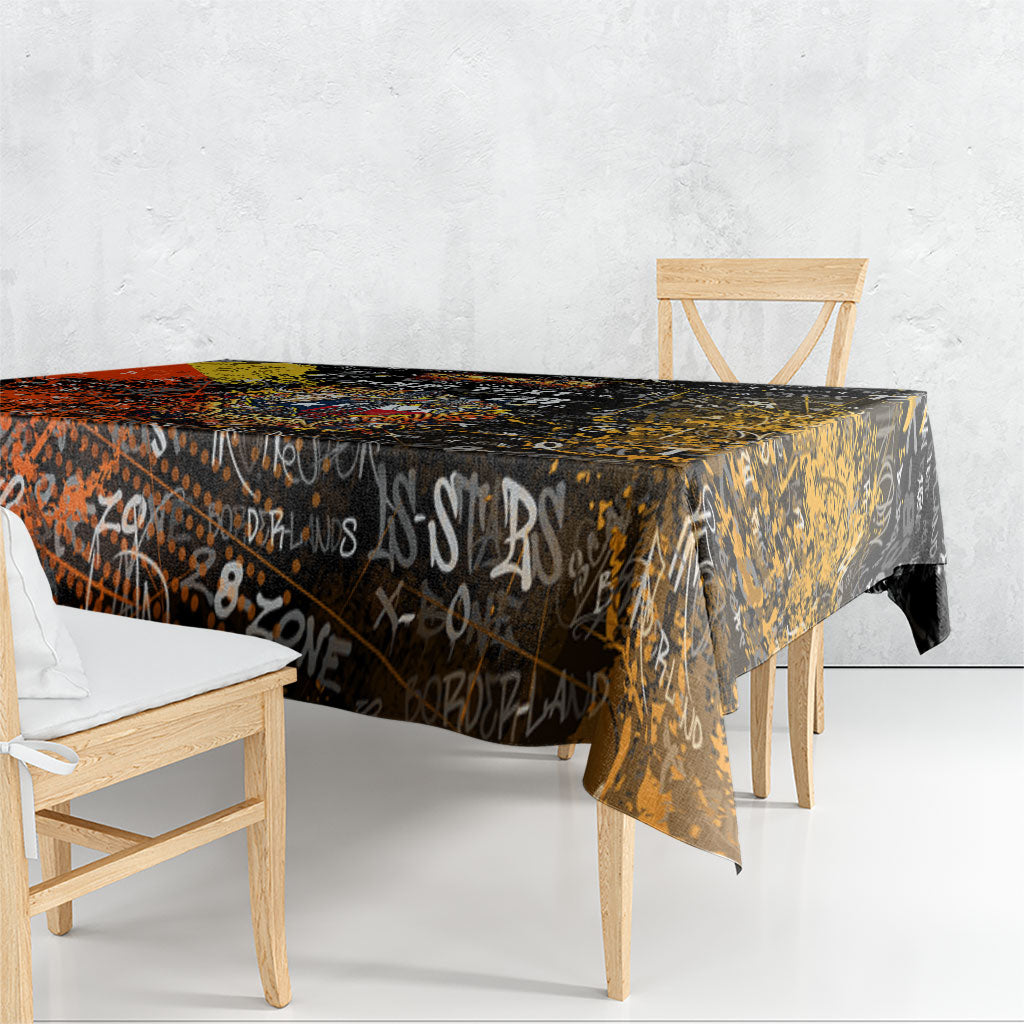 Personalized Texas State Pride Tablecloth Urban Graffiti Style - Longhorn Skull - Oil Derrick Graphic