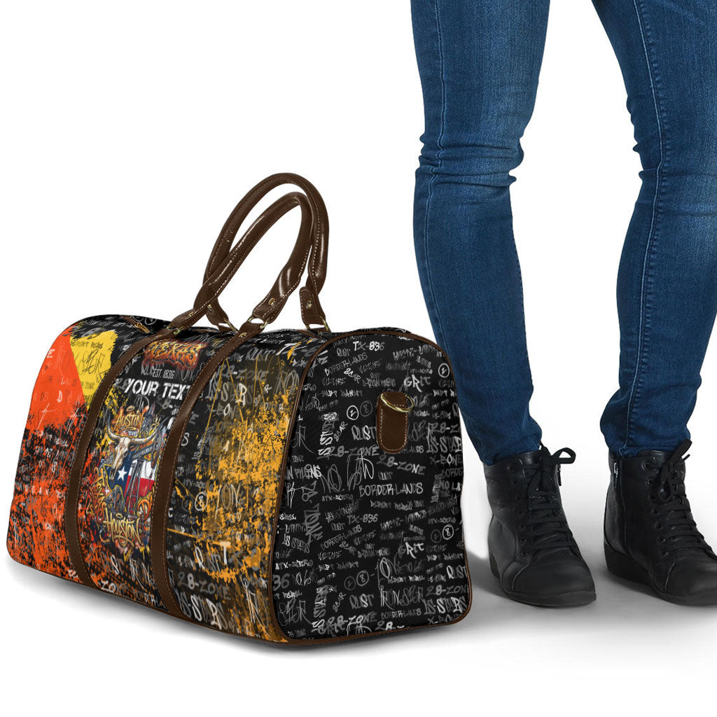 Personalized Texas State Pride Travel Bag Urban Graffiti Style - Longhorn Skull - Oil Derrick Graphic