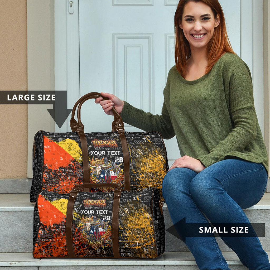 Personalized Texas State Pride Travel Bag Urban Graffiti Style - Longhorn Skull - Oil Derrick Graphic