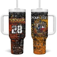 Personalized Texas State Pride Tumbler With Handle Urban Graffiti Style - Longhorn Skull - Oil Derrick Graphic