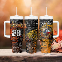 Personalized Texas State Pride Tumbler With Handle Urban Graffiti Style - Longhorn Skull - Oil Derrick Graphic
