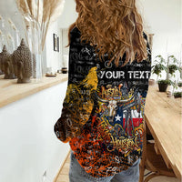 Personalized Texas State Pride Women Casual Shirt Urban Graffiti Style - Longhorn Skull - Oil Derrick Graphic