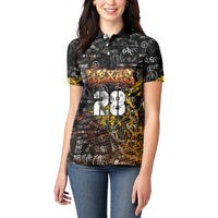 Personalized Texas State Pride Women Polo Shirt Urban Graffiti Style - Longhorn Skull - Oil Derrick Graphic