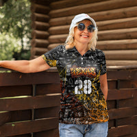 Personalized Texas State Pride Women Polo Shirt Urban Graffiti Style - Longhorn Skull - Oil Derrick Graphic
