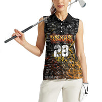 Personalized Texas State Pride Women Sleeveless Polo Shirt Urban Graffiti Style - Longhorn Skull - Oil Derrick Graphic