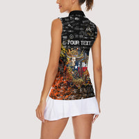 Personalized Texas State Pride Women Sleeveless Polo Shirt Urban Graffiti Style - Longhorn Skull - Oil Derrick Graphic