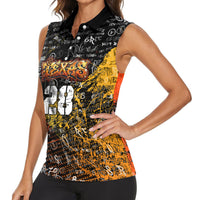 Personalized Texas State Pride Women Sleeveless Polo Shirt Urban Graffiti Style - Longhorn Skull - Oil Derrick Graphic