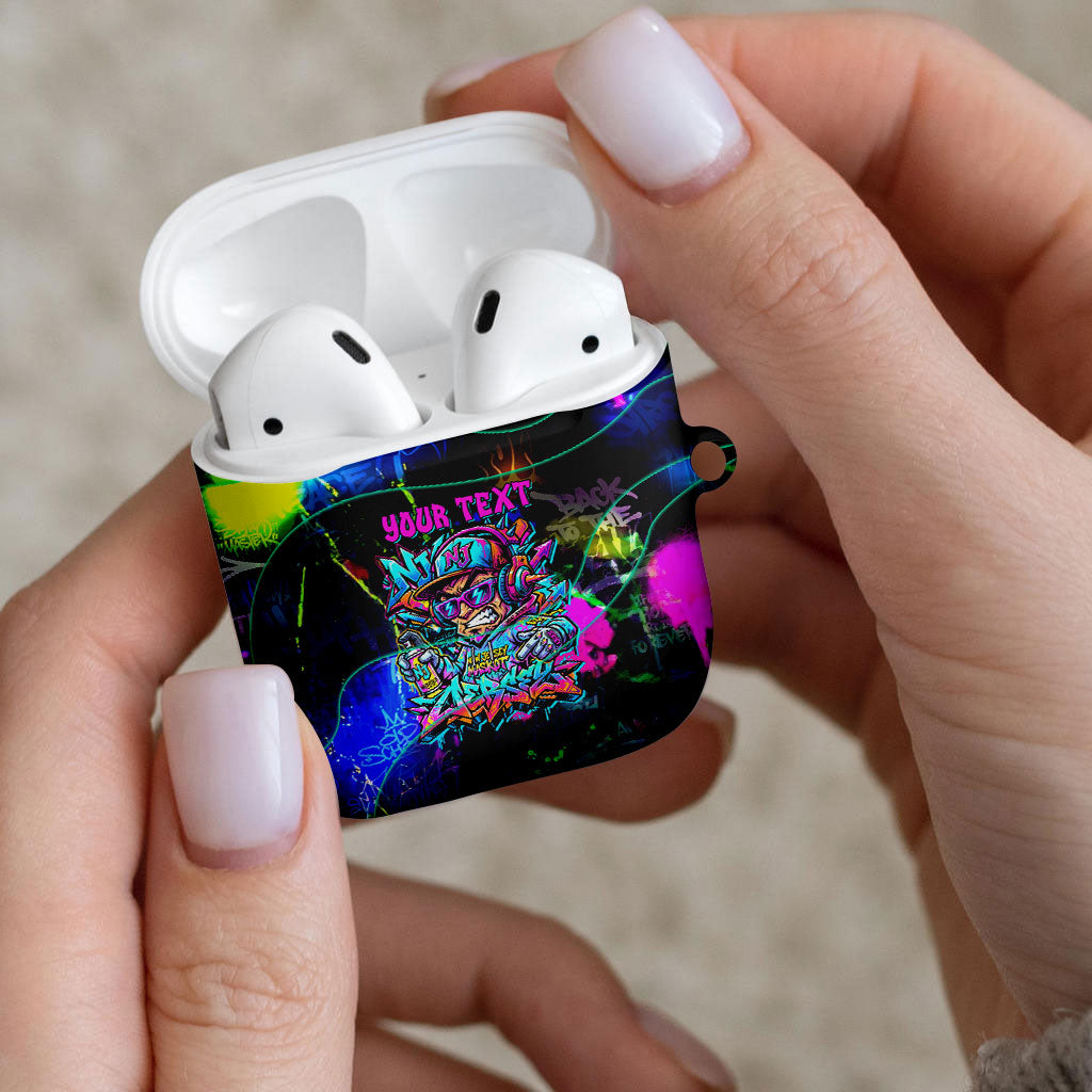 Personalized New Jersey Graffiti Mascot AirPods Case Urban Street Art - Vibrant Neon Spray Paint Aesthetic