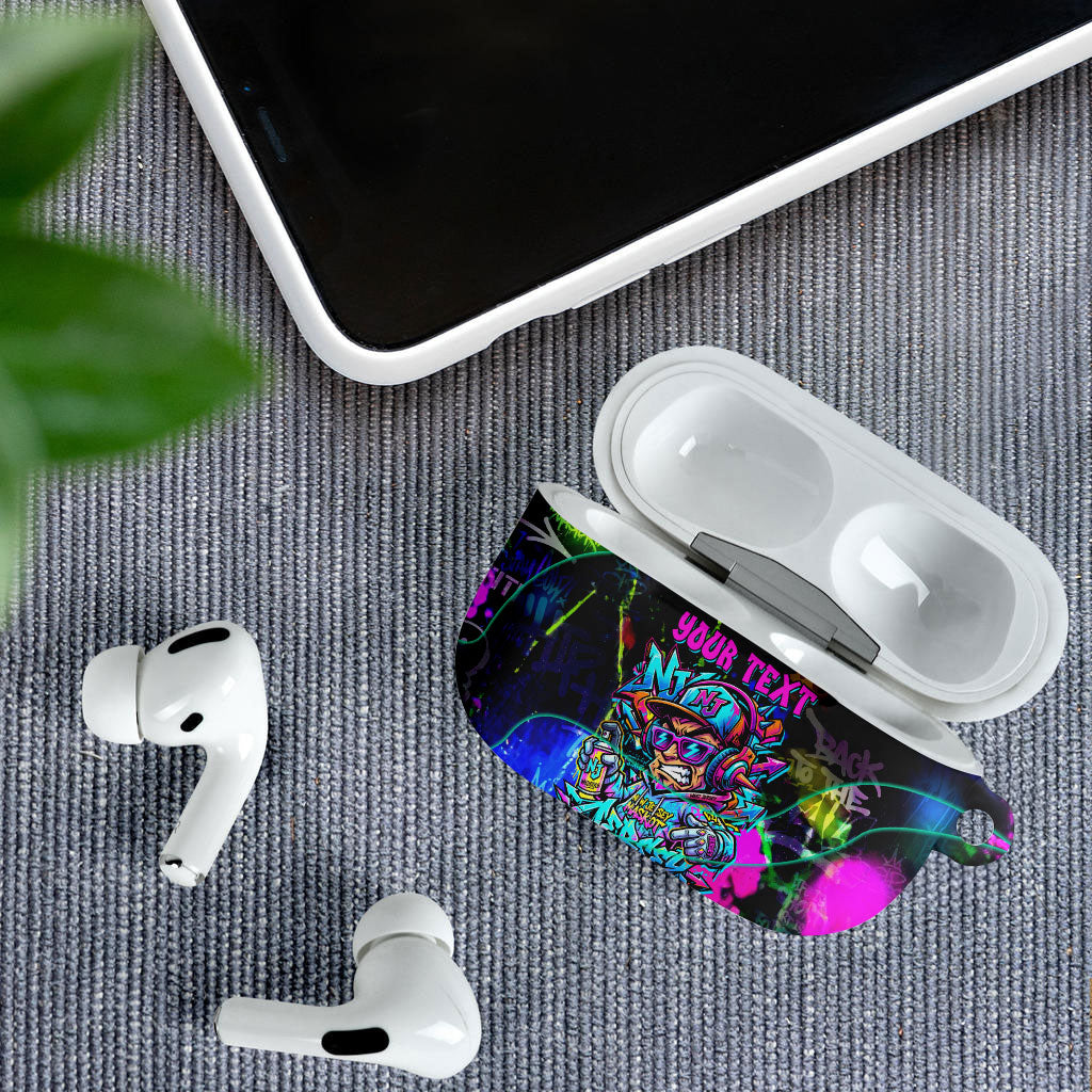 Personalized New Jersey Graffiti Mascot AirPods Case Urban Street Art - Vibrant Neon Spray Paint Aesthetic