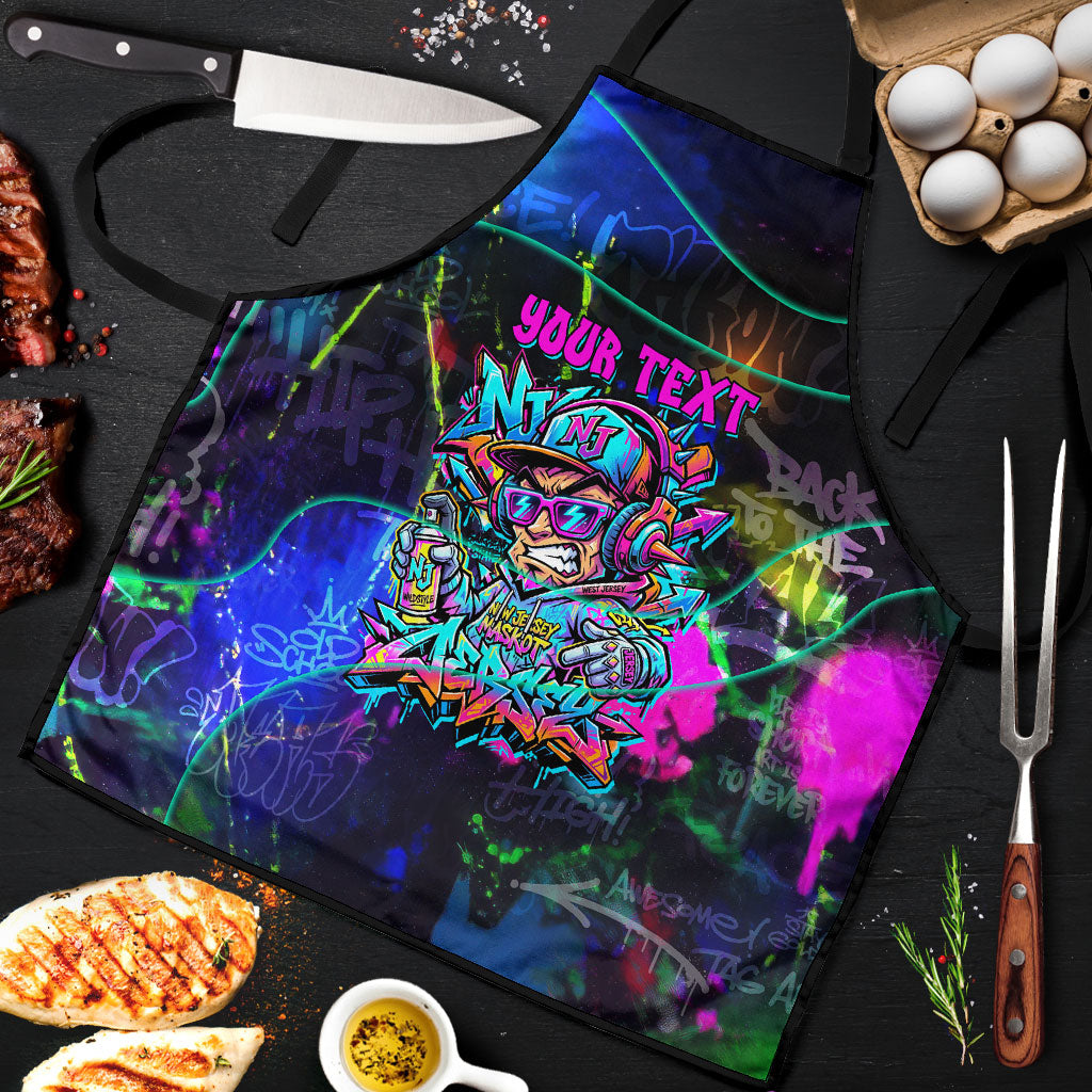 Personalized New Jersey Graffiti Mascot Apron Urban Street Art - Vibrant Neon Spray Paint Aesthetic