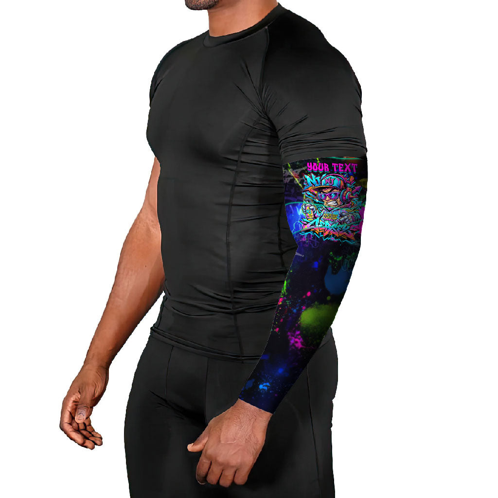 Personalized New Jersey Graffiti Mascot Arm Sleeves Urban Street Art - Vibrant Neon Spray Paint Aesthetic