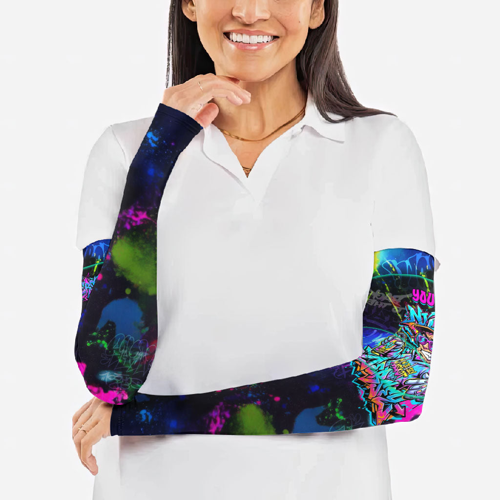 Personalized New Jersey Graffiti Mascot Arm Sleeves Urban Street Art - Vibrant Neon Spray Paint Aesthetic