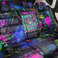 Personalized New Jersey Graffiti Mascot Back Car Seat Cover Urban Street Art - Vibrant Neon Spray Paint Aesthetic