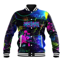 Personalized New Jersey Graffiti Mascot Baseball Jacket Urban Street Art - Vibrant Neon Spray Paint Aesthetic