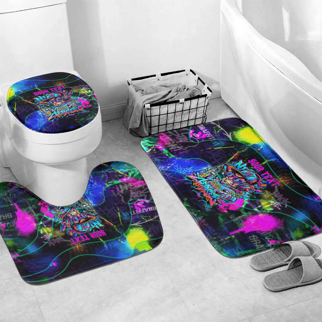 Personalized New Jersey Graffiti Mascot Bathroom Set Urban Street Art - Vibrant Neon Spray Paint Aesthetic