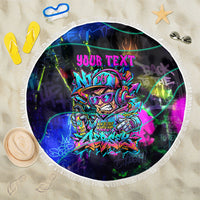 Personalized New Jersey Graffiti Mascot Beach Blanket Urban Street Art - Vibrant Neon Spray Paint Aesthetic