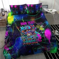 Personalized New Jersey Graffiti Mascot Bedding Set Urban Street Art - Vibrant Neon Spray Paint Aesthetic