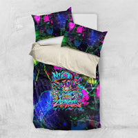 Personalized New Jersey Graffiti Mascot Bedding Set Urban Street Art - Vibrant Neon Spray Paint Aesthetic