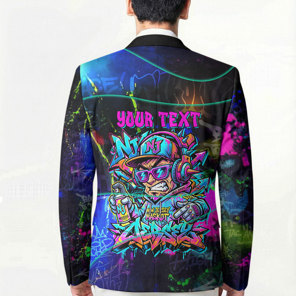 Personalized New Jersey Graffiti Mascot Blazer Urban Street Art - Vibrant Neon Spray Paint Aesthetic