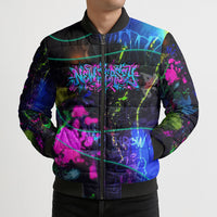 Personalized New Jersey Graffiti Mascot Bomber Puffer Jacket Urban Street Art - Vibrant Neon Spray Paint Aesthetic