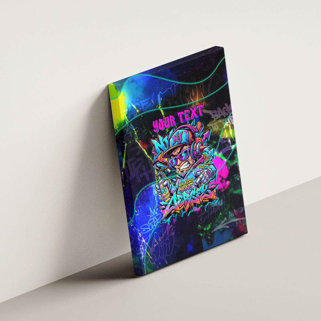 Personalized New Jersey Graffiti Mascot Canvas Wall Art Urban Street Art - Vibrant Neon Spray Paint Aesthetic
