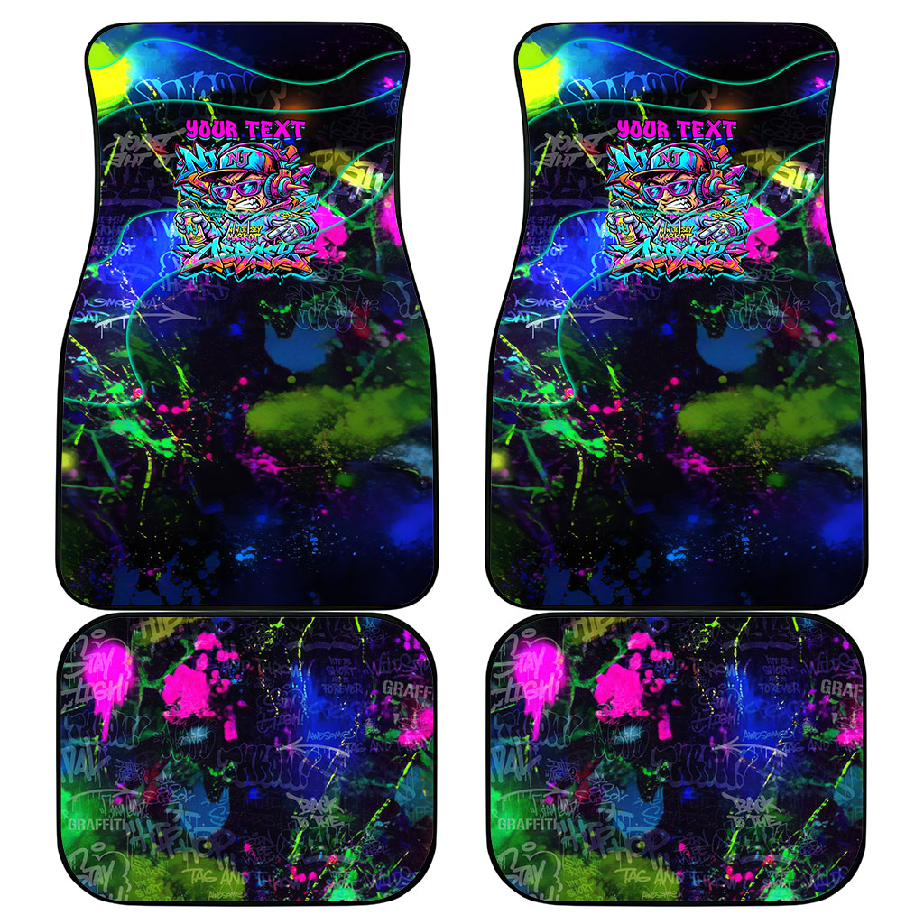 Personalized New Jersey Graffiti Mascot Car Mats Urban Street Art - Vibrant Neon Spray Paint Aesthetic