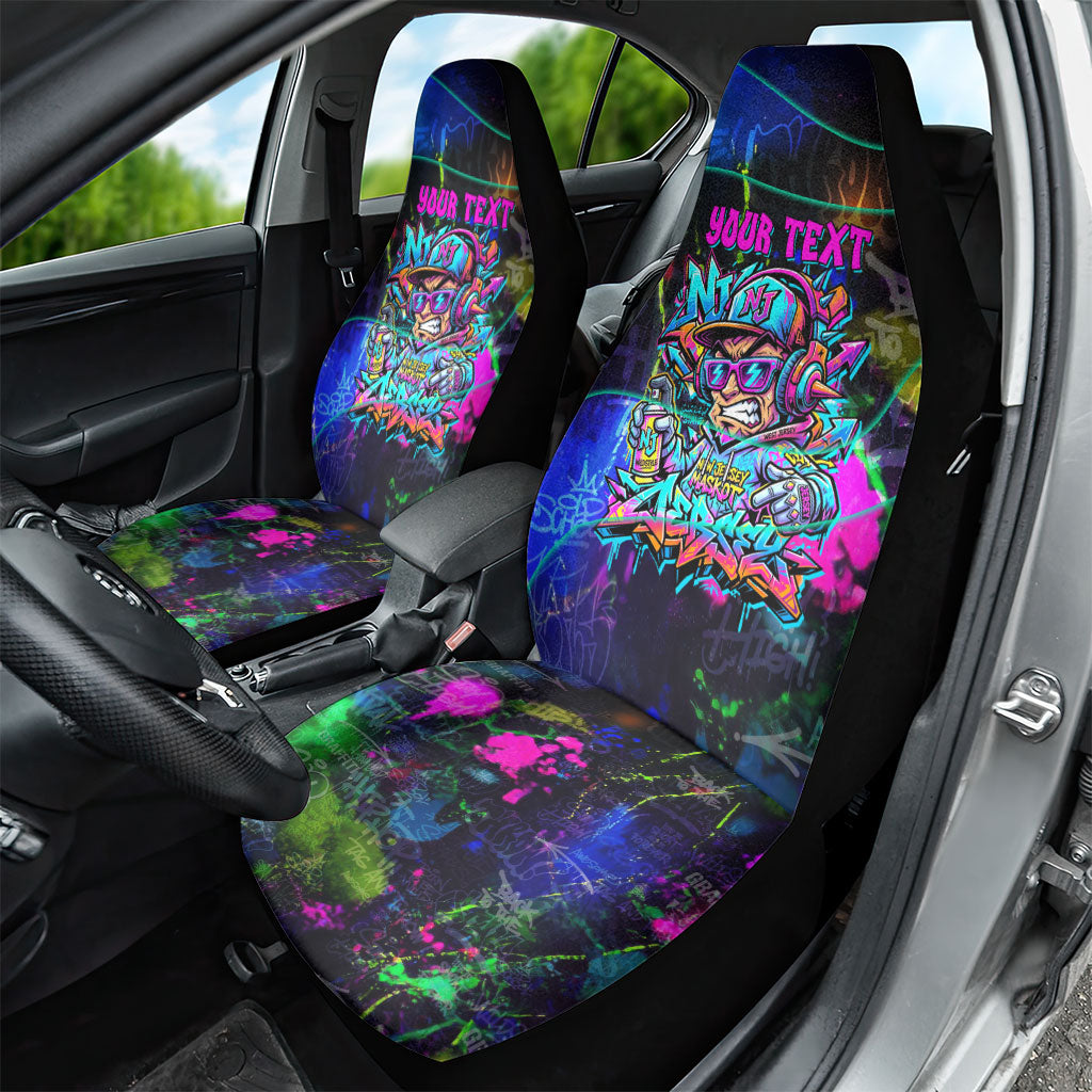 Personalized New Jersey Graffiti Mascot Car Seat Cover Urban Street Art - Vibrant Neon Spray Paint Aesthetic