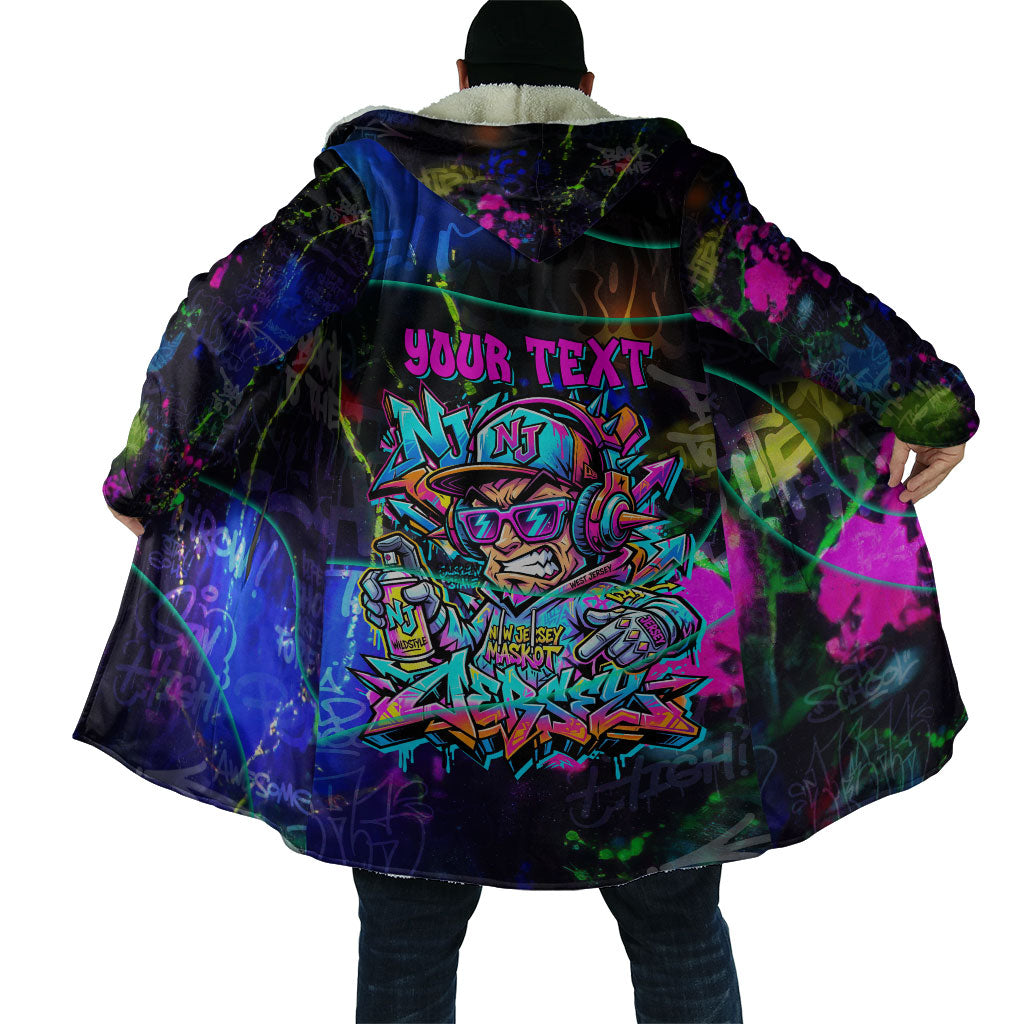 Personalized New Jersey Graffiti Mascot Cloak Urban Street Art - Vibrant Neon Spray Paint Aesthetic