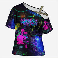 Personalized New Jersey Graffiti Mascot Cross Shoulder Shirt Urban Street Art - Vibrant Neon Spray Paint Aesthetic