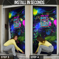 Personalized New Jersey Graffiti Mascot Door Cover Urban Street Art - Vibrant Neon Spray Paint Aesthetic