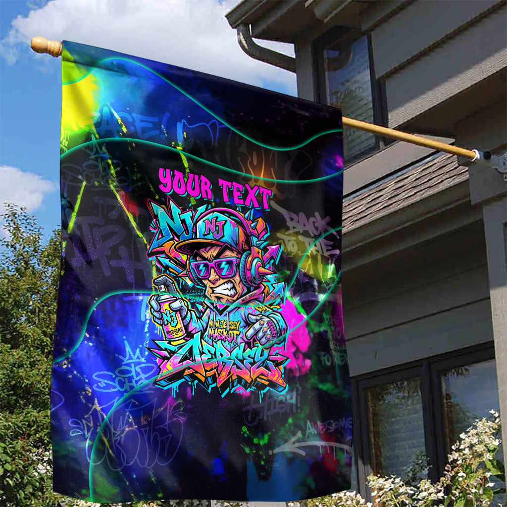 Personalized New Jersey Graffiti Mascot Garden Flag Urban Street Art - Vibrant Neon Spray Paint Aesthetic