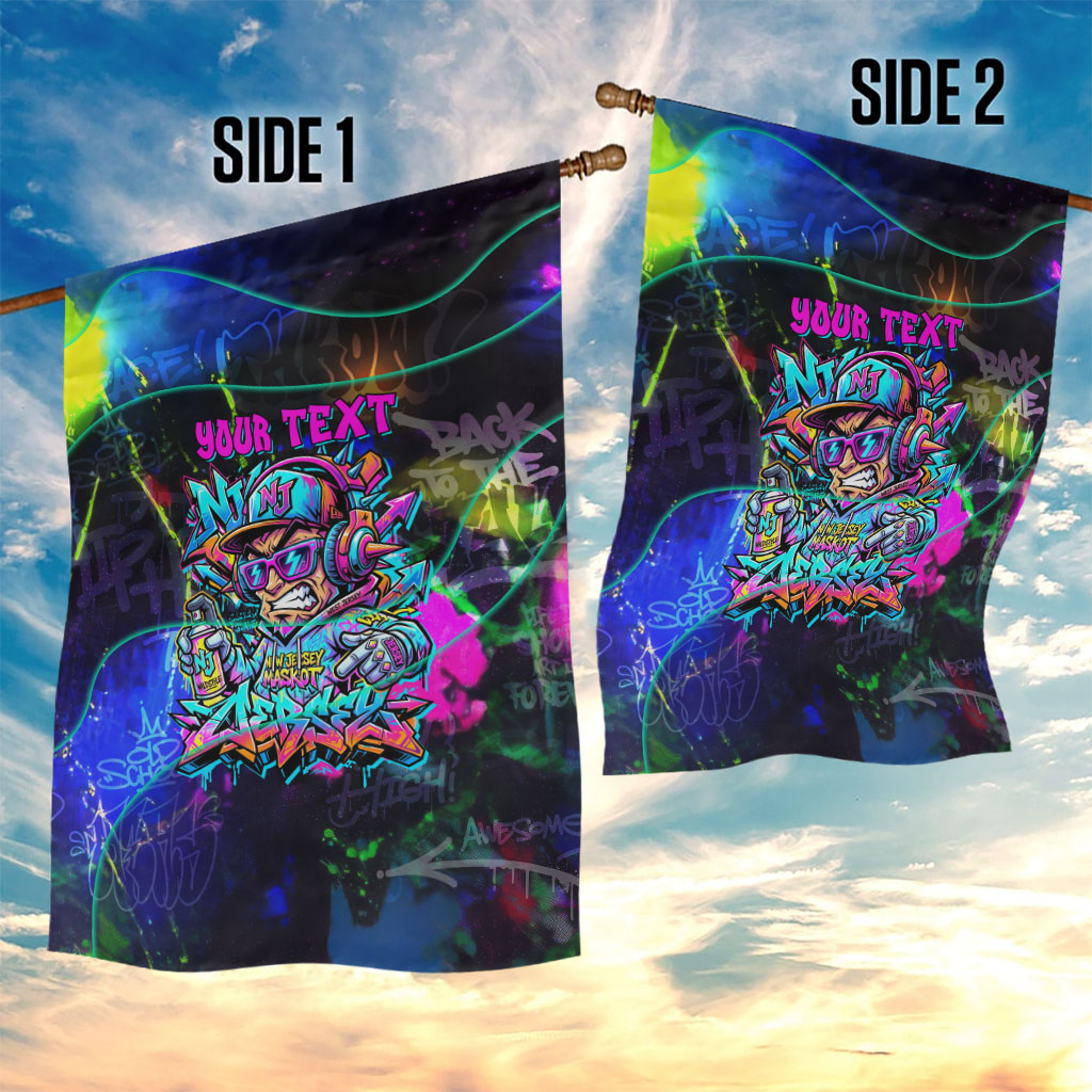 Personalized New Jersey Graffiti Mascot Garden Flag Urban Street Art - Vibrant Neon Spray Paint Aesthetic
