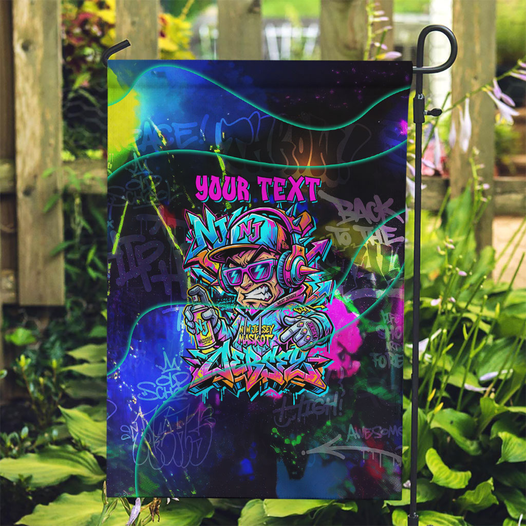 Personalized New Jersey Graffiti Mascot Garden Flag Urban Street Art - Vibrant Neon Spray Paint Aesthetic