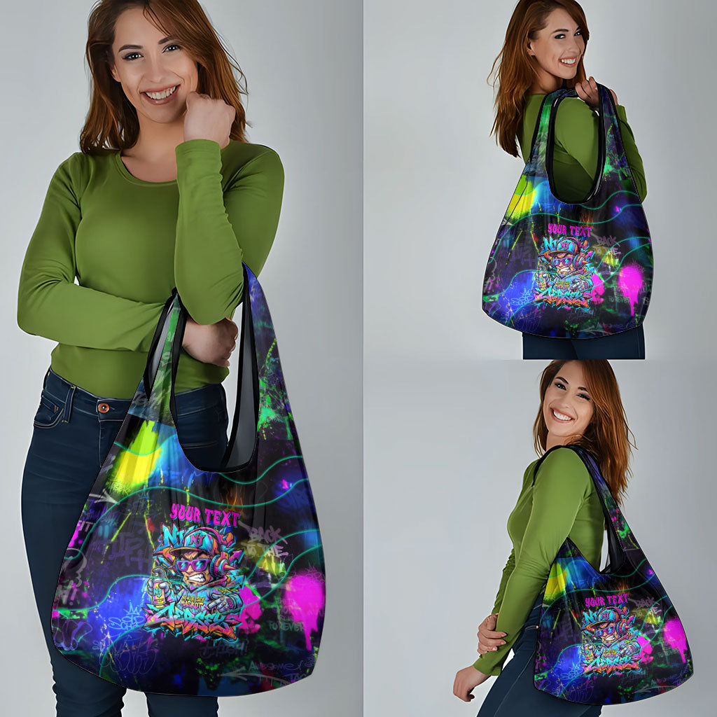 Personalized New Jersey Graffiti Mascot Grocery Bag Urban Street Art - Vibrant Neon Spray Paint Aesthetic