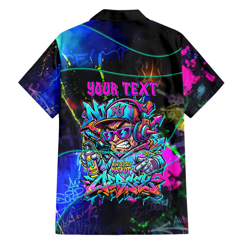 Personalized New Jersey Graffiti Mascot Hawaiian Shirt Urban Street Art - Vibrant Neon Spray Paint Aesthetic