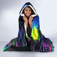 Personalized New Jersey Graffiti Mascot Hooded Blanket Urban Street Art - Vibrant Neon Spray Paint Aesthetic