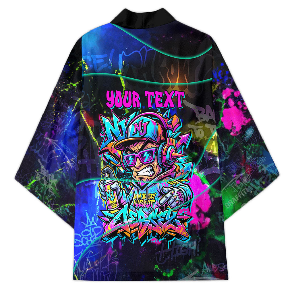 Personalized New Jersey Graffiti Mascot Kimono Urban Street Art - Vibrant Neon Spray Paint Aesthetic