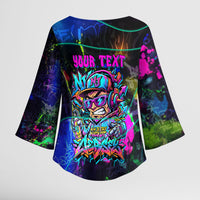 Personalized New Jersey Graffiti Mascot Kimono Sleeve Blouse Urban Street Art - Vibrant Neon Spray Paint Aesthetic