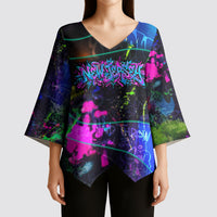 Personalized New Jersey Graffiti Mascot Kimono Sleeve Blouse Urban Street Art - Vibrant Neon Spray Paint Aesthetic