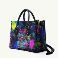 Personalized New Jersey Graffiti Mascot Leather Bag Urban Street Art - Vibrant Neon Spray Paint Aesthetic
