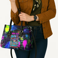 Personalized New Jersey Graffiti Mascot Leather Bag Urban Street Art - Vibrant Neon Spray Paint Aesthetic