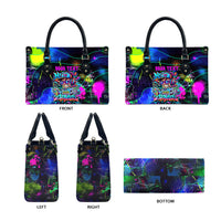 Personalized New Jersey Graffiti Mascot Leather Bag Urban Street Art - Vibrant Neon Spray Paint Aesthetic