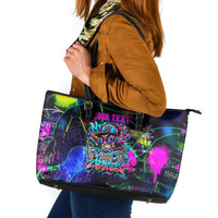 Personalized New Jersey Graffiti Mascot Leather Tote Bag Urban Street Art - Vibrant Neon Spray Paint Aesthetic