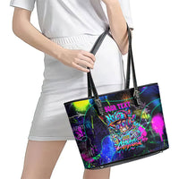 Personalized New Jersey Graffiti Mascot Leather Tote Bag Urban Street Art - Vibrant Neon Spray Paint Aesthetic