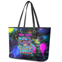 Personalized New Jersey Graffiti Mascot Leather Tote Bag Urban Street Art - Vibrant Neon Spray Paint Aesthetic