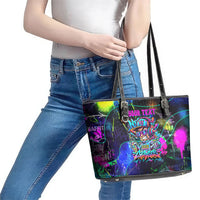 Personalized New Jersey Graffiti Mascot Leather Tote Bag Urban Street Art - Vibrant Neon Spray Paint Aesthetic