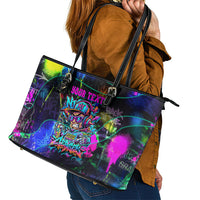 Personalized New Jersey Graffiti Mascot Leather Tote Bag Urban Street Art - Vibrant Neon Spray Paint Aesthetic