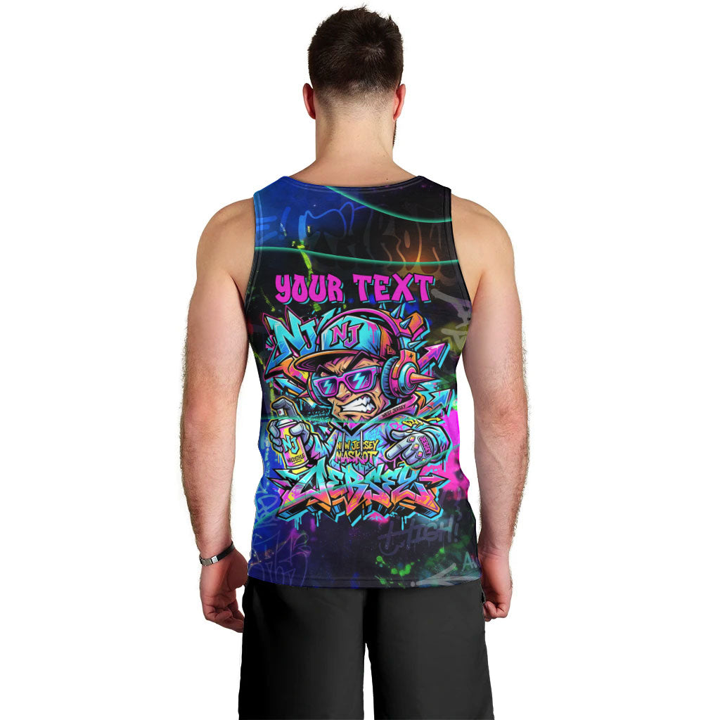Personalized New Jersey Graffiti Mascot Men Tank Top Urban Street Art - Vibrant Neon Spray Paint Aesthetic